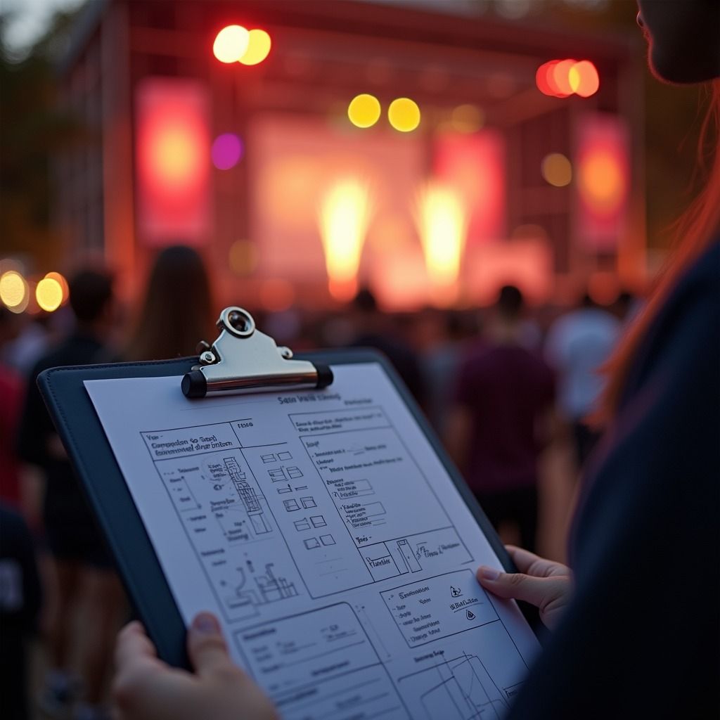 Producción de evento con dossier en mano